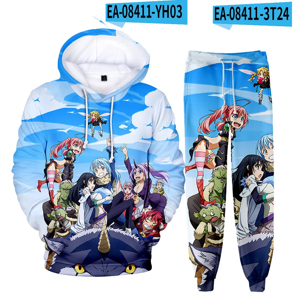 Japanese Anime Hoodies 3D Printed Cosplay pants+Hoodie 2PCS Set Tracksuit Men Oversize Vintage Streetwear Kids Hoodie Pants Set