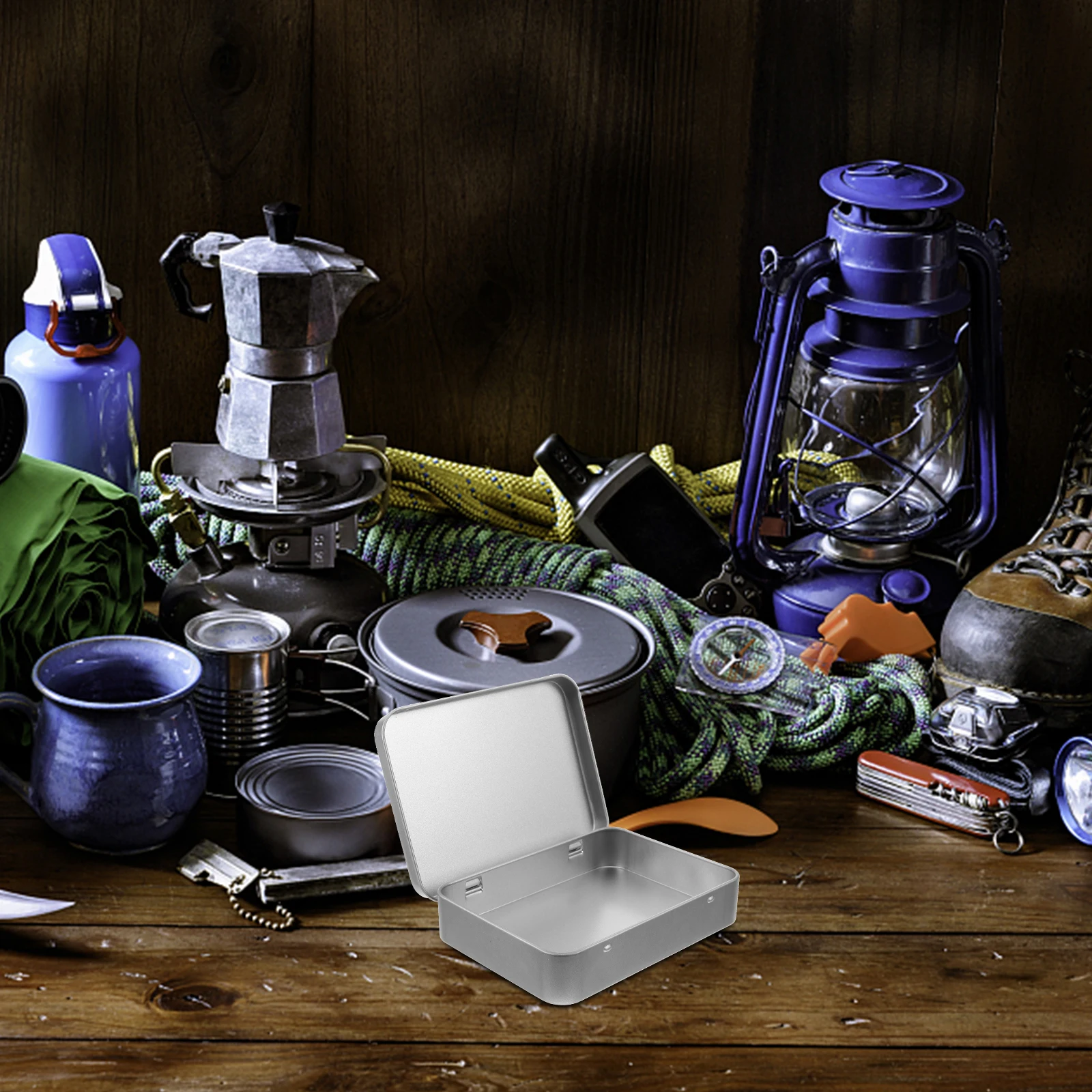 

Premium Rectangular Tin Box with Hinged Lid Reusable Storage for Gifts Snacks Crafts Compact Tinplate Holder Shatterproof