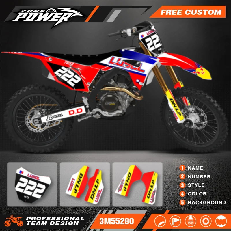 

Powerzone Motorcycle Graphic Decal Stickers Kits For Honda CRF450R 2017-2020 CRF250 CRF250R 2018-2021 Number Name Customize 12