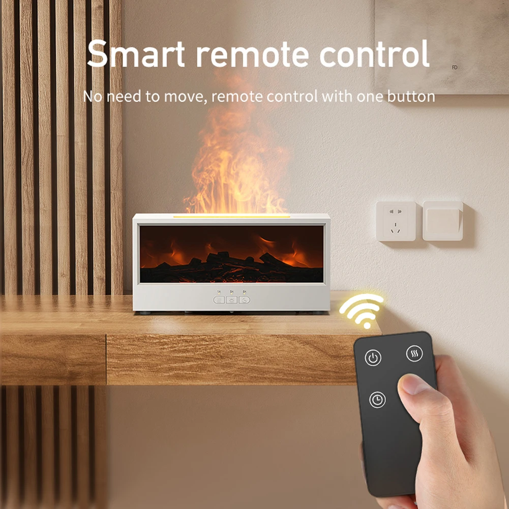 Dynamic Flame Fireplace Aromatherapy Diffuser Timer and Auto Off Flame Fireplace Aroma Diffuser for Spa Home Yoga Office Bedroom