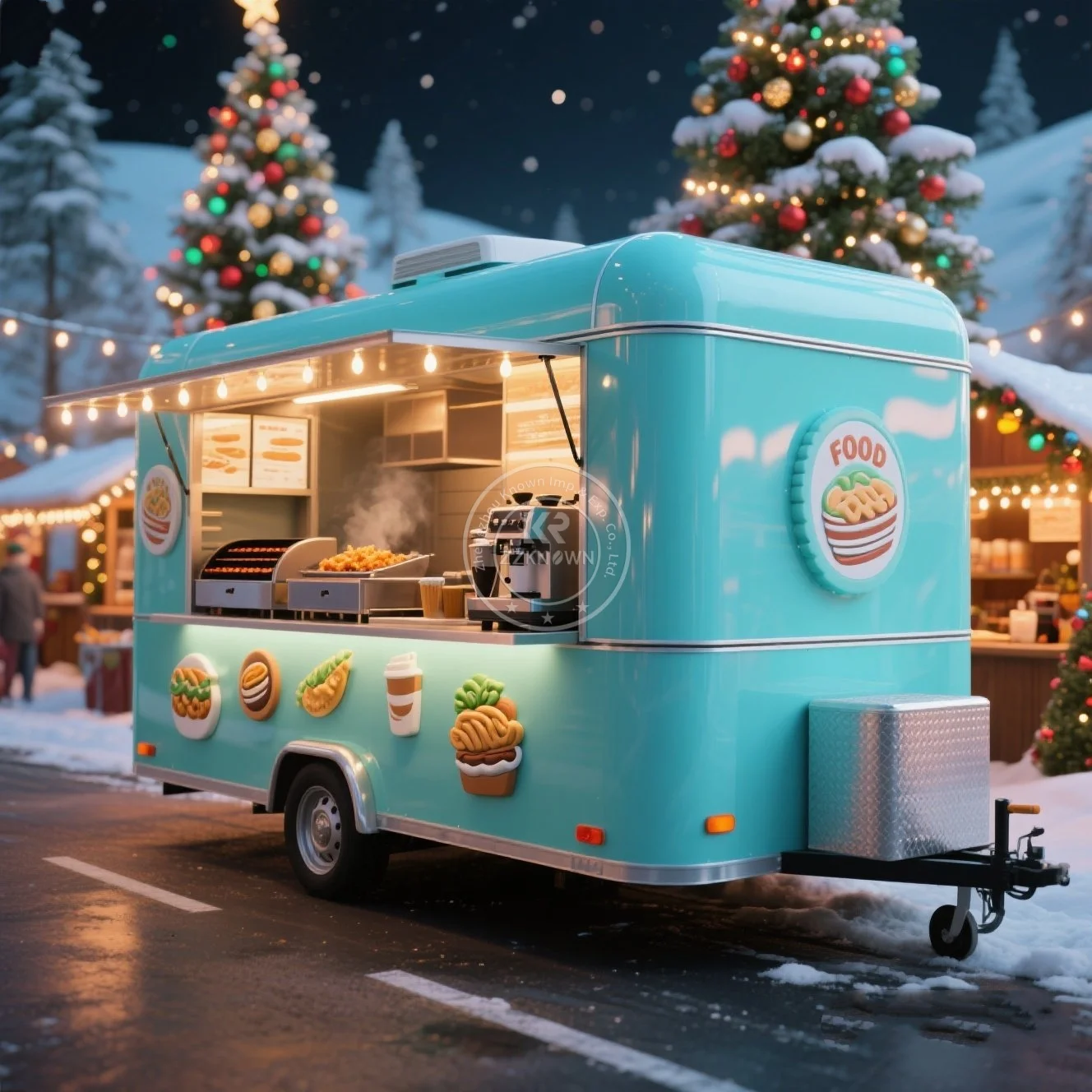 New Design Large Space Food Trailer Mobile Coffee Kiosk Outdoor Bbq Cart Food Truck with Full Kitchen
