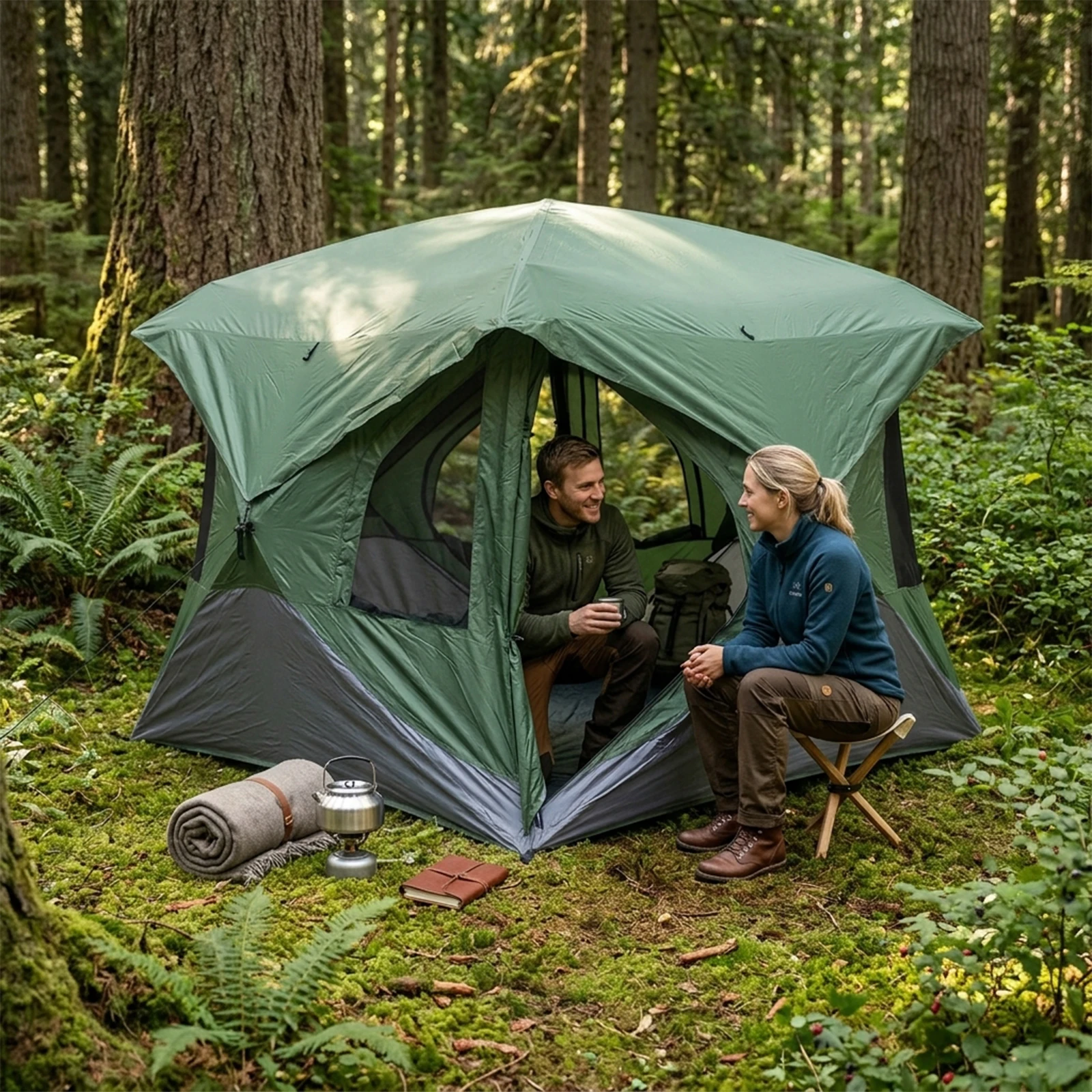 Hubble Tent Pop Up Green Spacious Interior Mesh Window for Camping Backyard Outdoor Travel