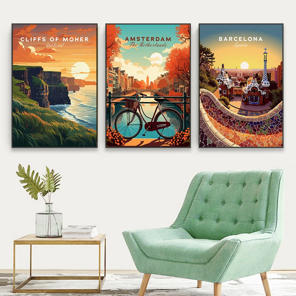 Lofoten Travel Poster Modern Norway Landscape Print Lisbon Art Portugal Canvas Painting Wall Art Office Home Reading Room Decor