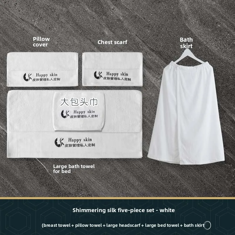 Yjq beauty salon special towel custom logo pure cotton bath towel white cotton headtowel embroidered characters