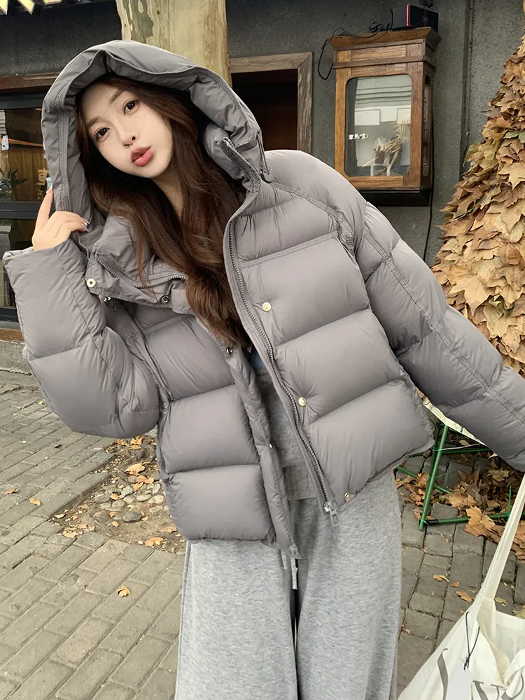 

Cloud Doughnut Short Thickened White Duck down Jacket Women's Fashionable Commute Style Baked Bread Coat Anti-Seasonal