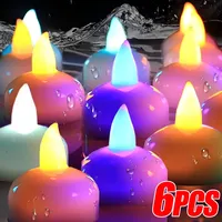 LED Flameless Floating Candle Battery Powered Flickering Electronic Candle Waterproof Floating Tealight Wedding Party Decor Lamp