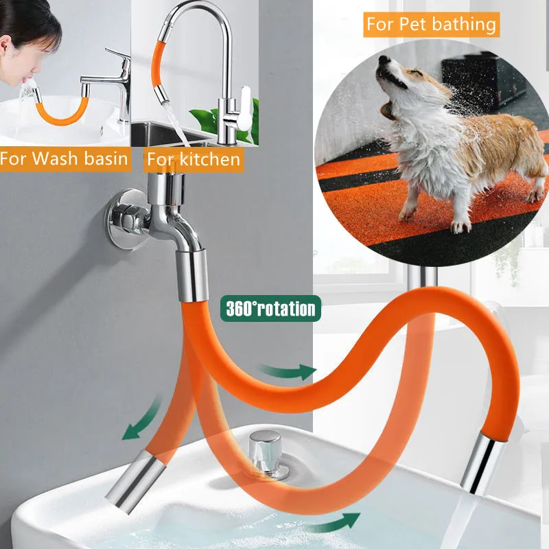 30CM Flexible Hose Extension Pipe Universal Foaming Extension Tube Connetor Faucet Extender Splashproof