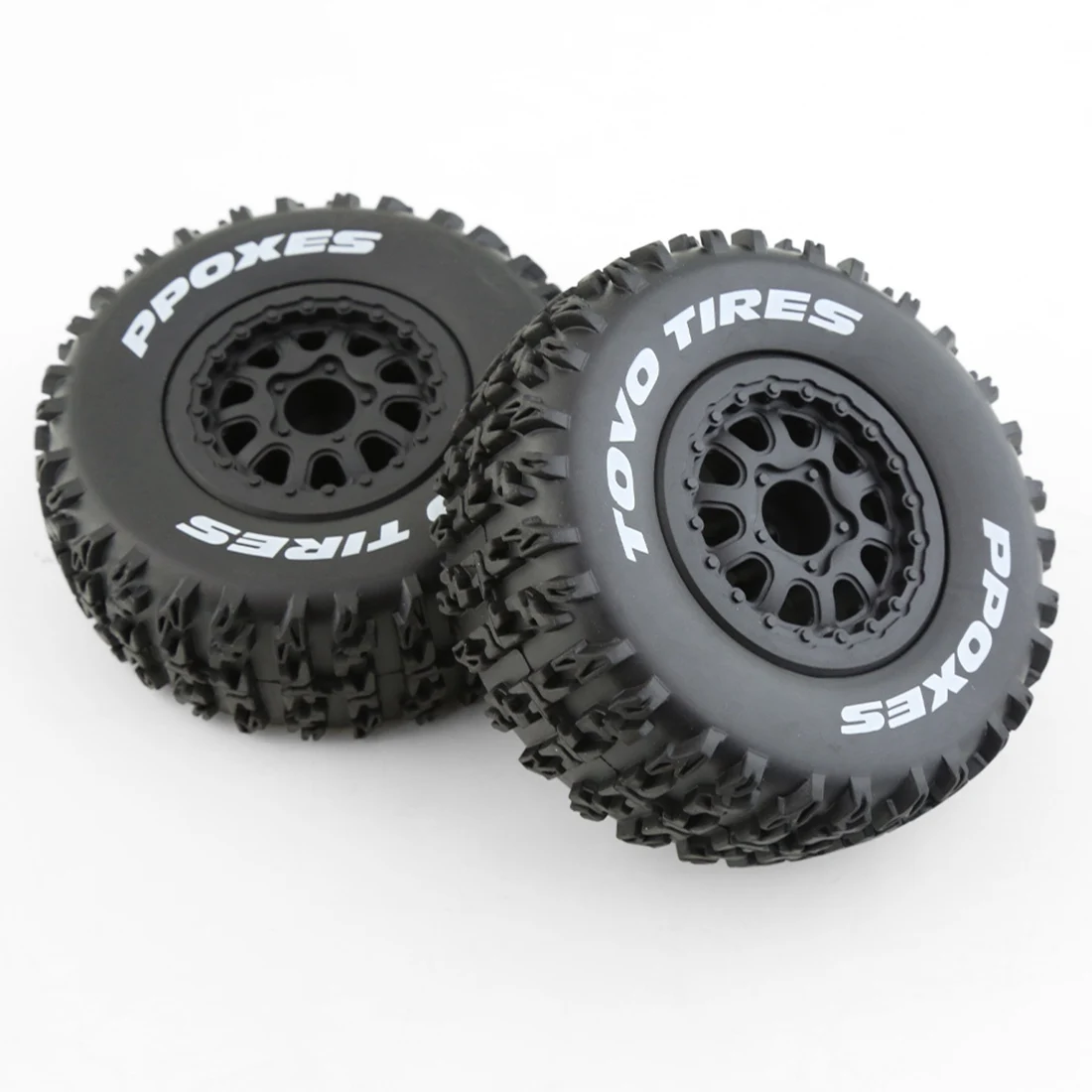 ABME New 4Pcs 112mm 1/10 Short Course Truck Tires Tyre Wheel with 12mm Hex for SENTON VKAR 10SC RC Car