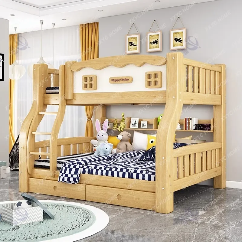 Multifunctional Solid Wood Combined Bed Bunk Bed Height-Adjustable Bed Child and Mother Upper and Lower Bed Children