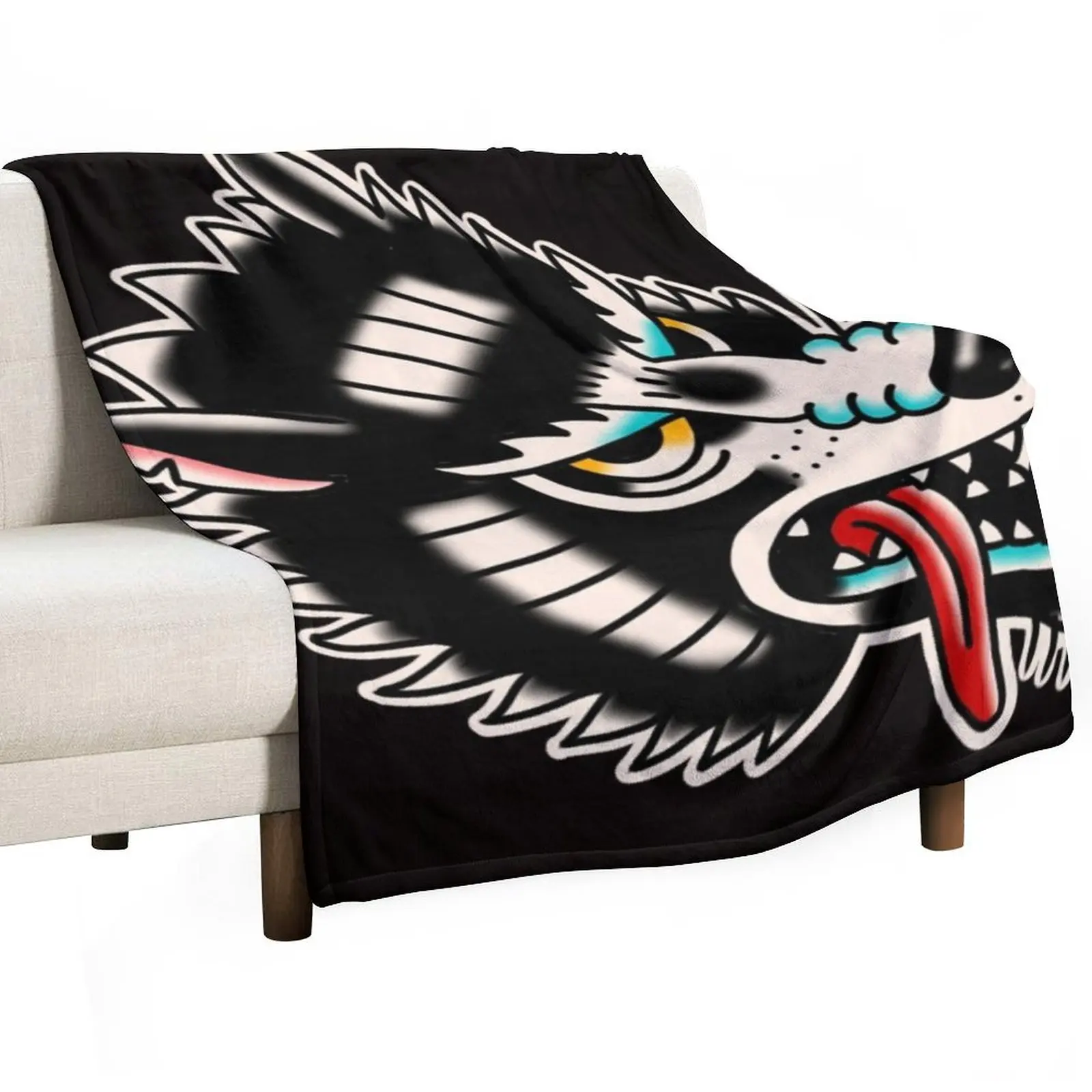 wolf traditional tattoo Throw Blanket Comforter Fashion Sofas Blankets