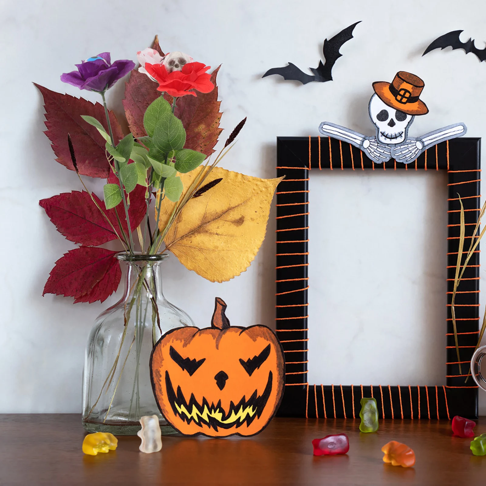

3 Pcs Flowers Ornament Spider Fake Rose Halloween Layout Props Home Decor