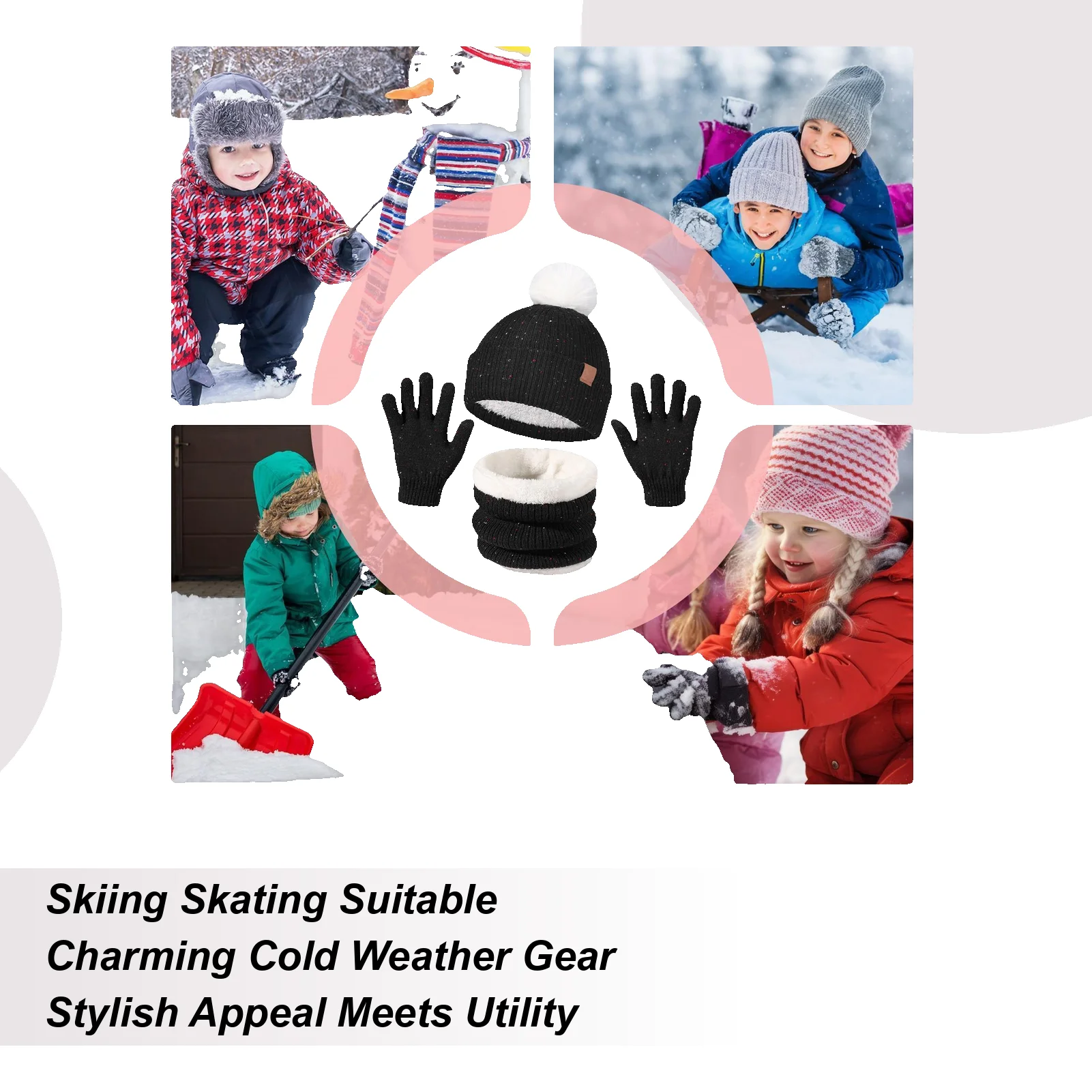 

Детская зимняя шапка-бини, шарф, перчатки, комплект термовязаной зимней шапки, шарф, перчатки, мягкие удобные аксессуары для холодной погоды для