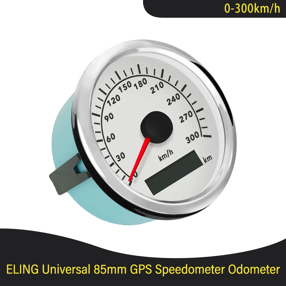 

85mm GPS Speedometer Gauge 0-120km/h 0-160km/h 0-200km/h 0-300km/h for 12V 24V Car Truck Boat with Red Backlight GPS Antenna