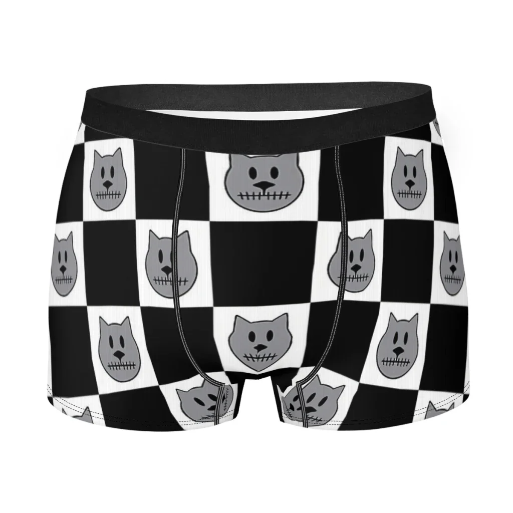 Spooky Cat Checkers  Underpants Breathbale Panties Man Underwear Ventilate Shorts Boxer Briefs