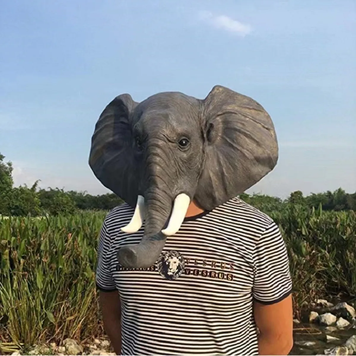 Elephant Head Mask Animal Mask Funny Halloween Head Mask Costume Cosplay Party Latex Mask Adult Prom Dress Up - Image 5