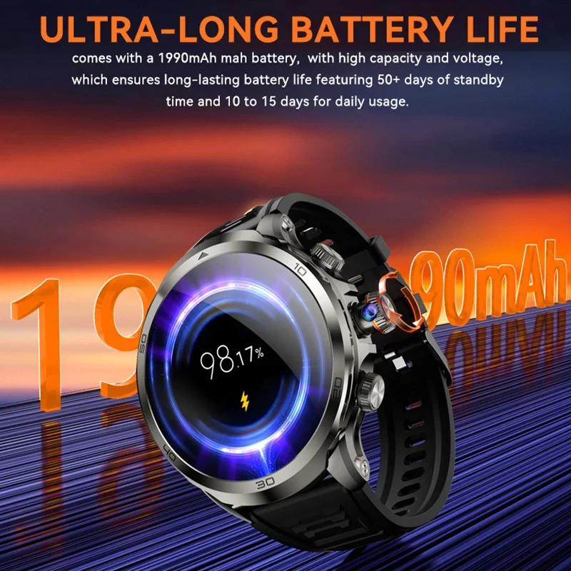 4G Full Network Smart Watch Schermo da 1,95 pollici Videochiamata 8 GB + 128 GB di RAM Smartwatch Google Play WIFI GPS Sim Card Batteria da 1990 mAh