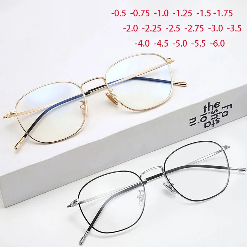 Square Metal Glasses Women Thin Legs Optical Spectacles Computer Eyeglasses Prescription 0 -0.5 -1.0 -1.5 -2.0 To -6.0