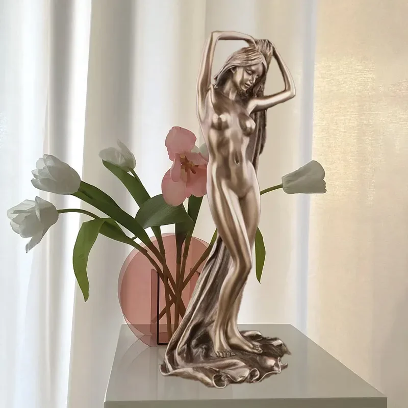 Sexy Lady Statue Nude Sculptures Beautiful Woman Body Figurine,Desktop Character Ornaments Home Living Room Bathroom Hotel Decor