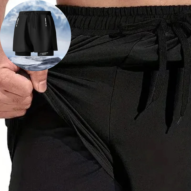 Men's Aloe Pants Athletic Shorts Two-layer Swim Trunks Stylish Quick Drying Swim Trunks Comfortably Fit Beach Pool Hot Spring