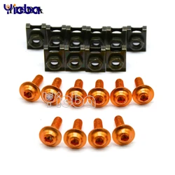 Tornillos de carenado de aluminio CNC para motocicleta, 10 piezas, 6mm, Clips de sujeción de velocidad, Tuercas de resorte para RC 390, 200, 125, 125, SX, 125, EXC