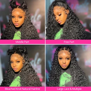 40 inch deep wave transparent front wig 13x4 13x6 hd front loop human hair wigs curled front wigs of human hair loop for woman 12 Main Sales Lace Front Cacheada - №1