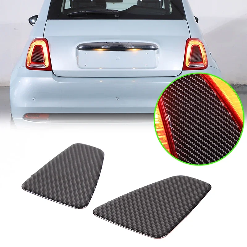 

Soft Carbon Fiber Rear Tail Light Cover Decorative Sticker For Fiat 500 2021-2024 Car Accessories