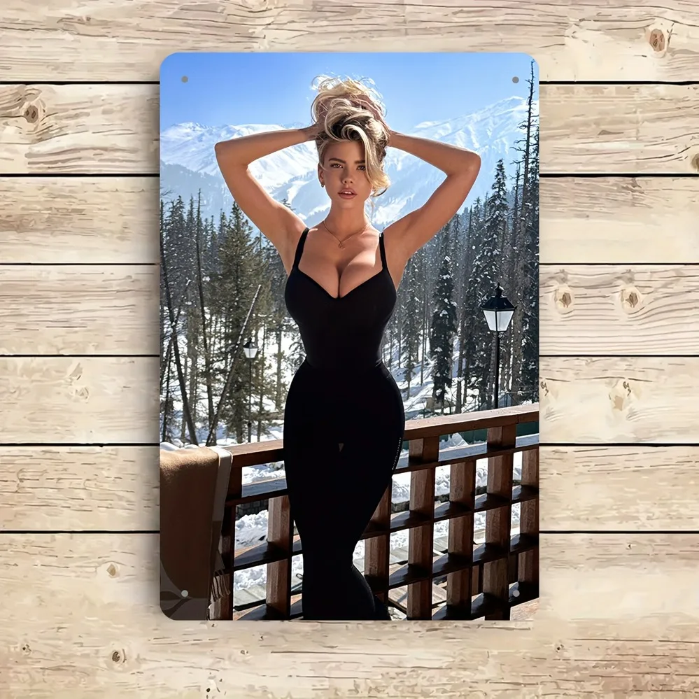 لوحة فنية جدارية معدنية عتيقة - ملصق نموذجي مع خلفية جبلية مهيبة مقاس 12 × 8 بوصة، ديكور مكتب لغرفة النوم وغرفة المعيشة للرجال، U #4