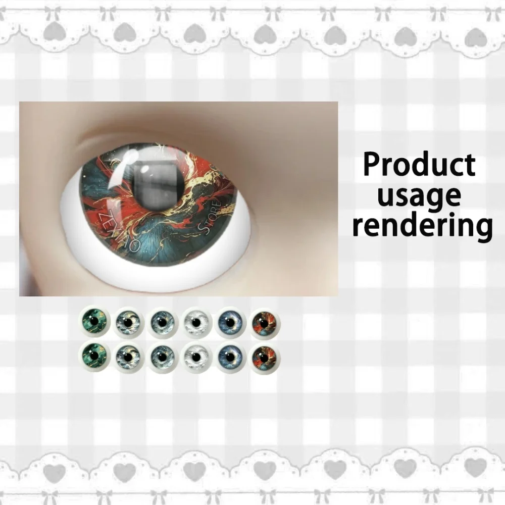 12PCS Creative Shining Eye Landscape Pattern Blythe Doll Pupil Eye Chip 10mm-40mm Glass Cabochon DIY Accessories Wholesale MS011