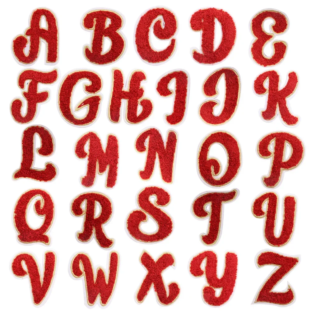 1Pcs Red A-Z English Alphabet 26 Letter Iron On Patches For Clothing Embroidery Stripe On Clothes Cute DIY  Applique Badge