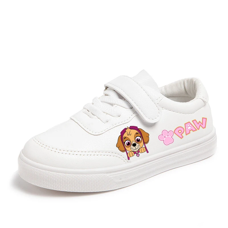 أحذية رياضية للأولاد والبنات من Paw Patrols، أحذية رياضية بنمط كرتوني جديد، أحذية كاجوال من الجلد الناعم للأولاد والبنات، أحذية بيضاء صغيرة