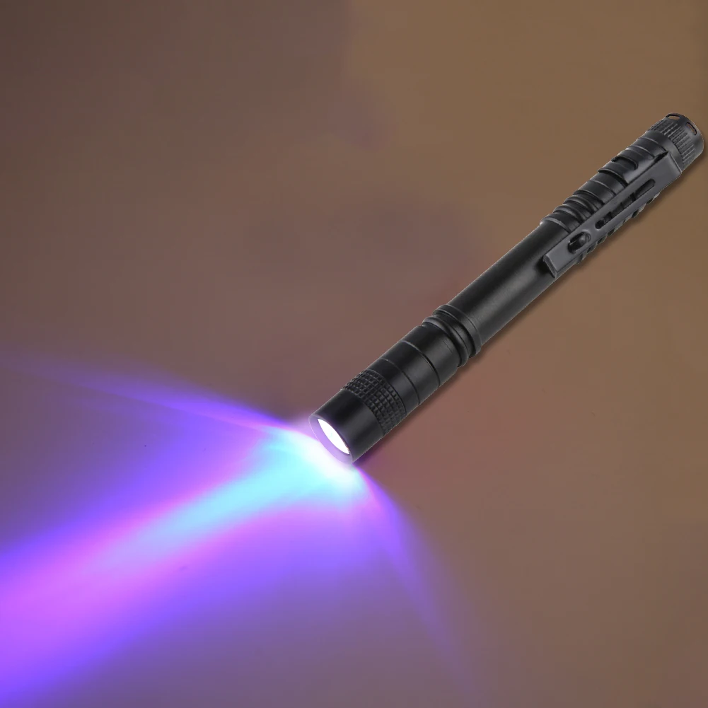 Portable LED Pen Flashlight IPX4 Waterproof Banknote Pet Urine Stains Detector Pocket Torch Lamp 395nm 3W Mini UV Pen Light