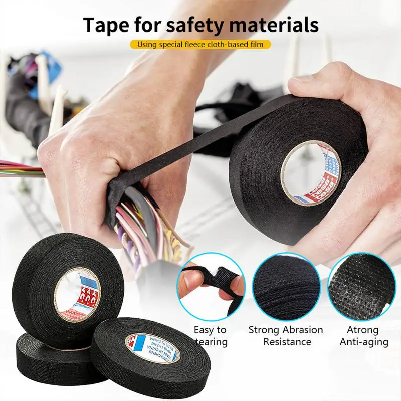 Electrical Tape Heat-resistant Harness Bundle Insulation Auto Wiring Fabric Cloth Wrap Waterproof Cable Organizer Adhesive Tapes