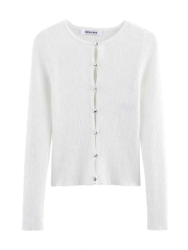 

European style women's clothing new fashion all-match temperament round neck long sleeve tight knitted fir