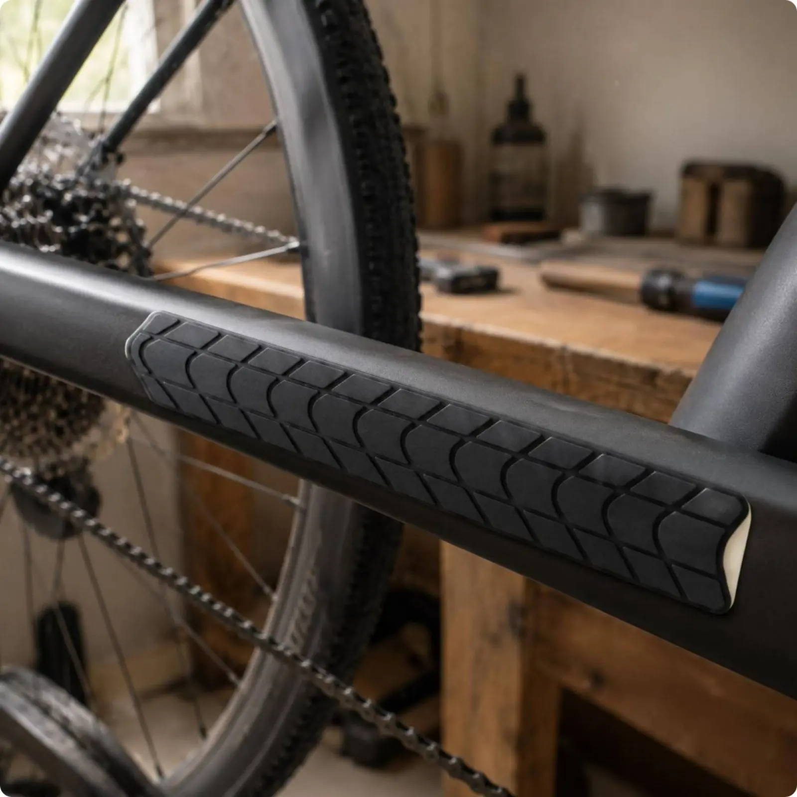 

Cycle Chainstay Protector Easy to Remove Chain Guard Film Cycle Adhesive Film Cover Silicone Material Vehicle Accessory