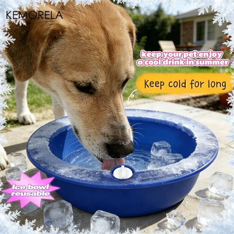 

KEMORELA Summer Cooling Dog Bowls Pet Ice Bowl Cooling Water Feeder Long Lasting Cold Retention Let Pets Enjoy Cool Drinking