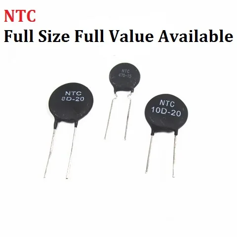 10pcs Thermistor NTC 2.5D 3D 5D-7 5D-9 5D-11 5D-15 5D-20 8D-20 10D-9 10D-11 10D-13 10D-15 10D-20 10D-25 47D-15 Thermal Resistor