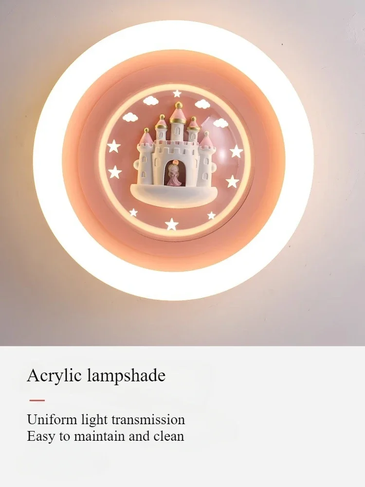 SANDYHA-luces de techo para decoración de dormitorio nórdico, diseño de castillo Circular para habitación de niños, accesorios de iluminación con pantalla acrílica