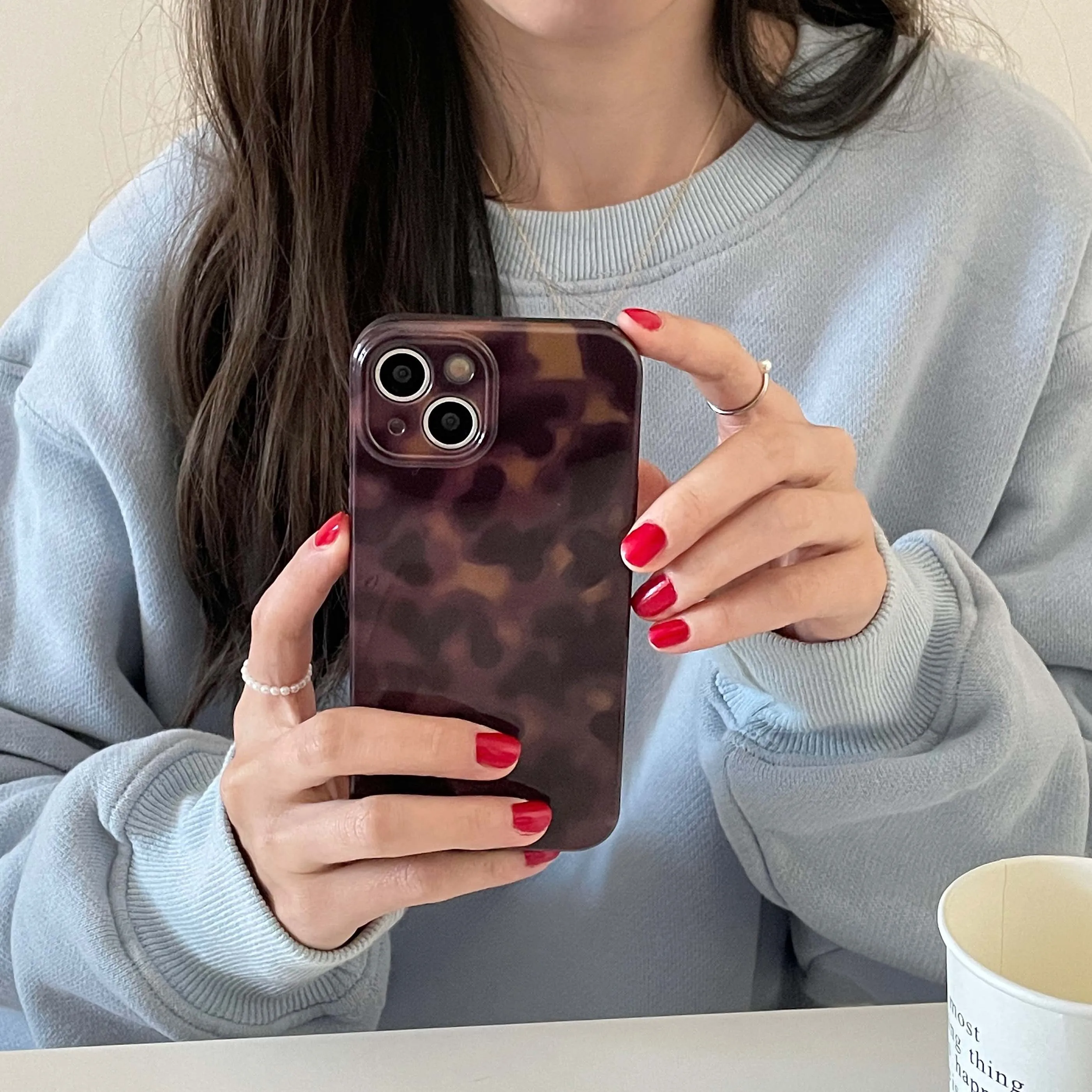 Amber retro brown silicone soft imd shockproof phone case for iphone 14 12 11 13 pro max 15 promax protector back cover image 4