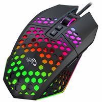 Gaming Mouse Honeycomb Style Wired and RGB Backlit 7 Programmable Buttons One-Click Desktop Gamer Mouse