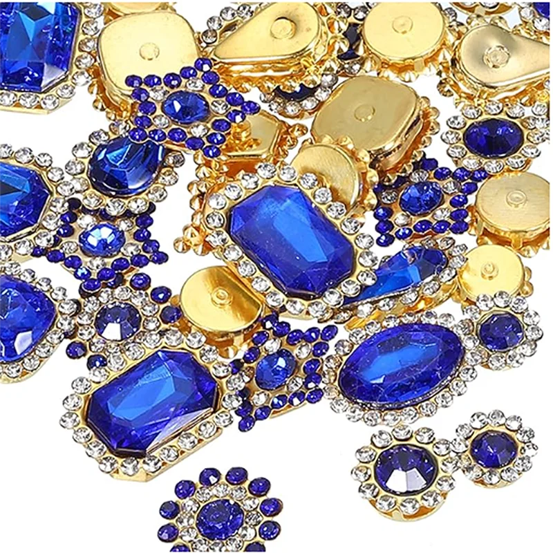 150 Stück Blumenklauen-Nähsteine mit Goldbasis, glänzende Kristall-AB-Steine zum Aufnähen, Schmuck- und Kleidungsdekoration Zubehör – Detail 7