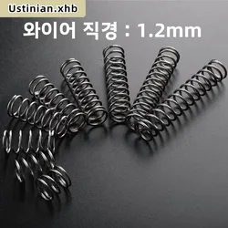 10Pcs 1.2mm Spring Steel Compression Spring, OD: 6/7/8/9/10/11/12/13/14/15/16/18/20/22mm, Free Length: 10mm-100mm, Customizable