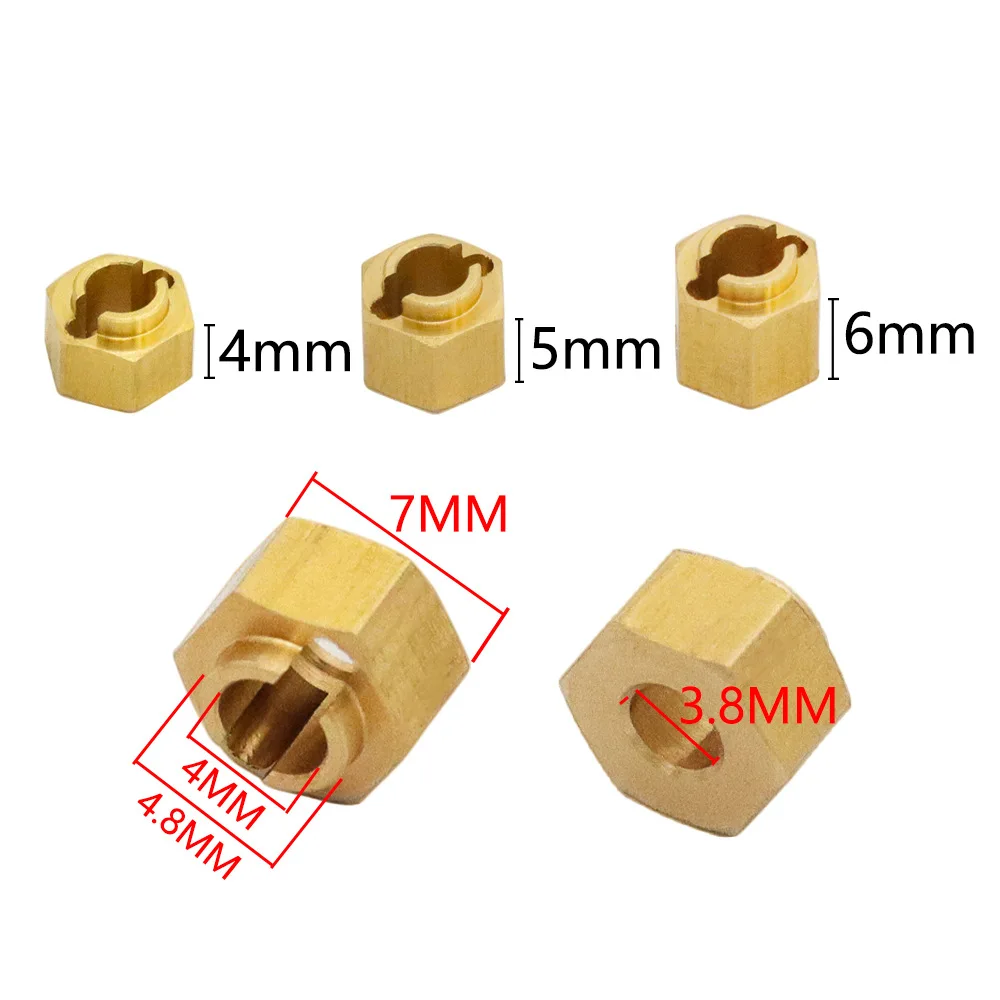 1set Brass Wheel Hex Hub Adapter Extender 4/5/6mm for 1/18 TRX4M RC Crawler Car Bronco Defender Upgrade Parts