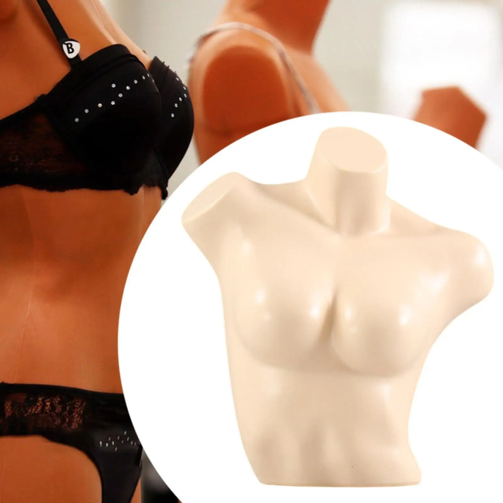 

Female Mannequin Underwear Display Stand Portable Gifts Upper Body Women Dress Form Bra Mannequin for Craft Shows Countertop
