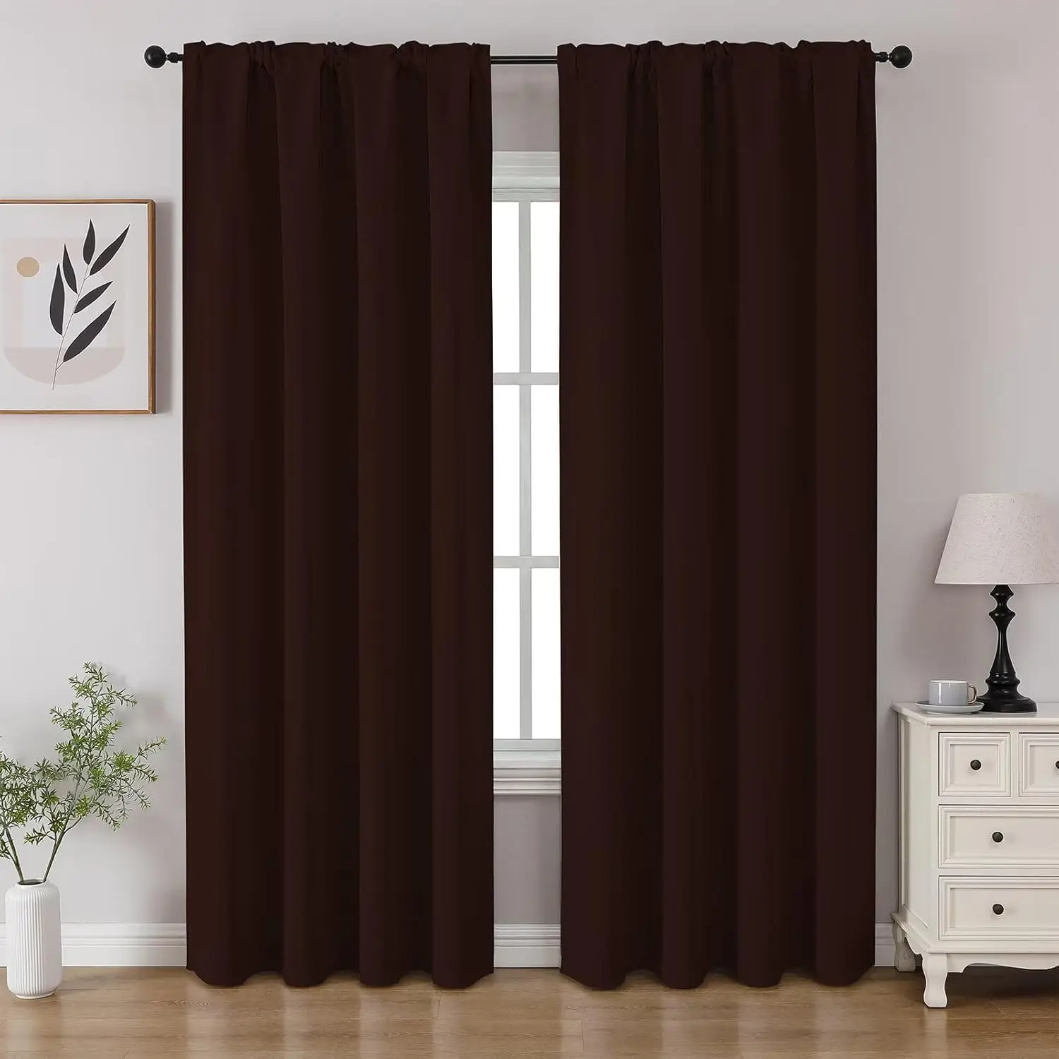 Blackout Curtains 84 inch Length 2 Panels Set, Rod Pocket Room Darkening Drapes for Bedroom Living Room, Insulated Therm