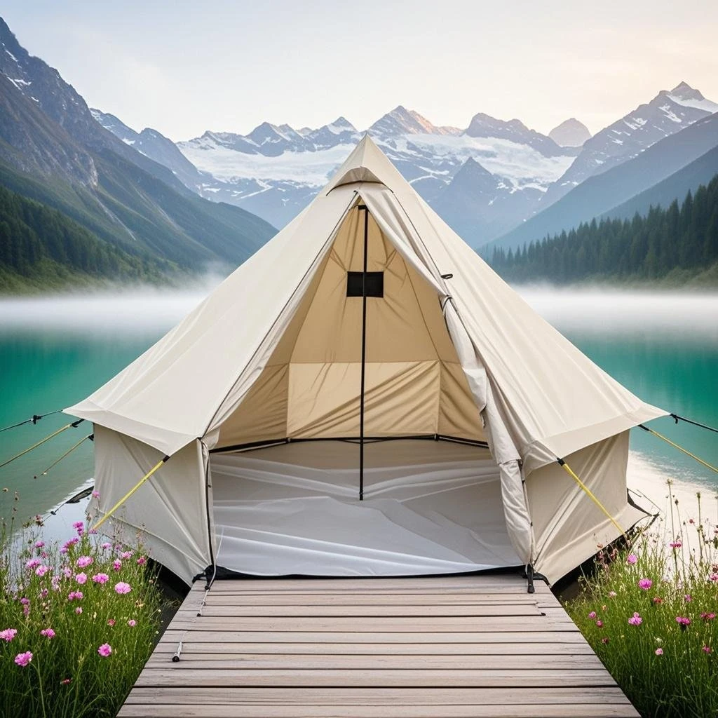 6-8 Person Spacious Camping Tent for Outdoor Camping & Bonfire Nights, Camping Stove Tent with Detachable Floor&Openning - view 2