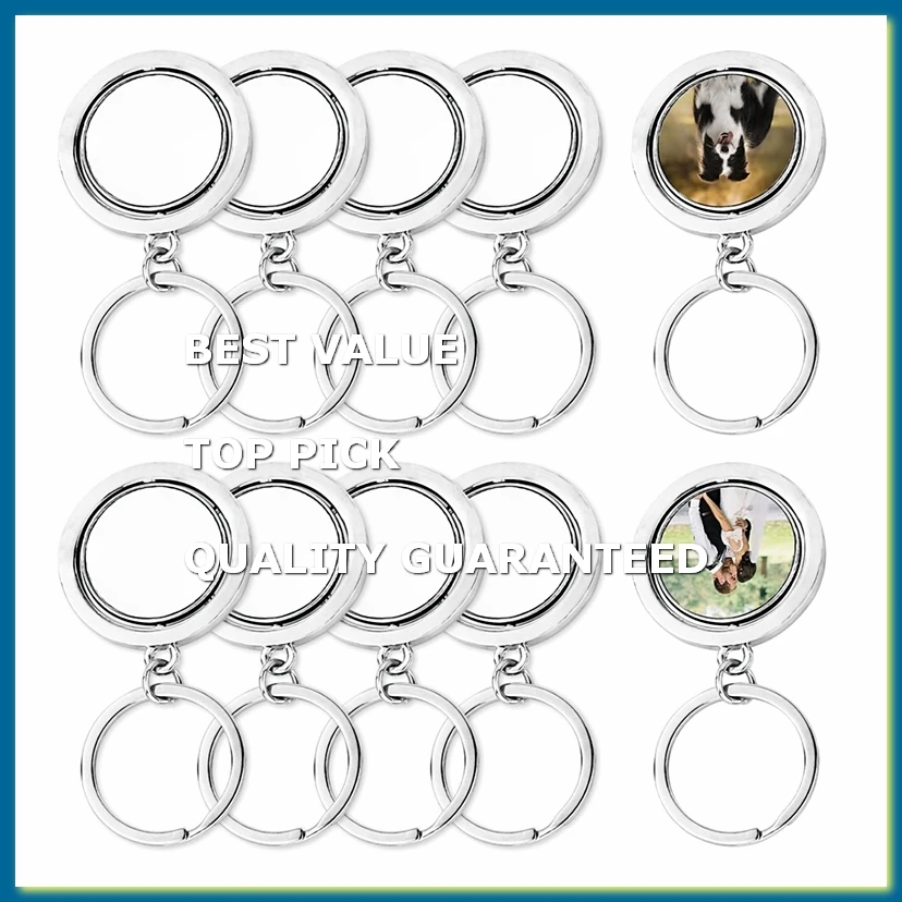 10 Pack 360° Rotating Metal Sublimation Keychain Blanks, Double-Sided Sublimation Blanks DIY Key Chain Circle