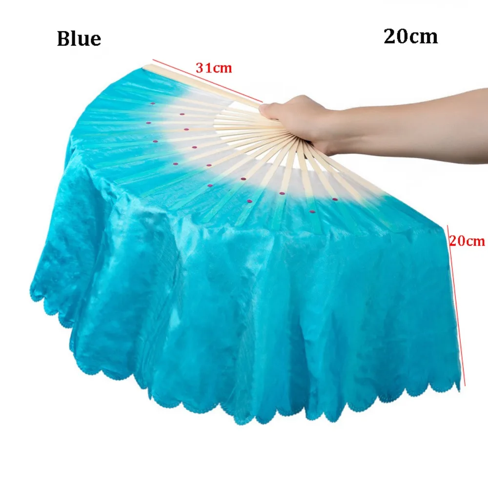31cm Bamboo Chinese Short Bellydance Fan 17/20cm Half Circle Silk Veil Pairs Multicolors Bamboo Fans Hand Dye Adults Fan