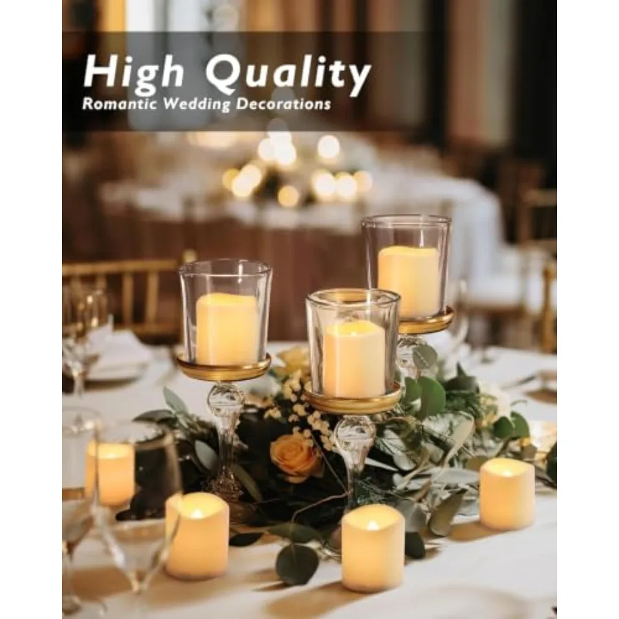 24 Pack Ivory Flameless Flickering LED Votive Tealights Candles, Battery 200+hours runtime, warm white glow, halloween christmas