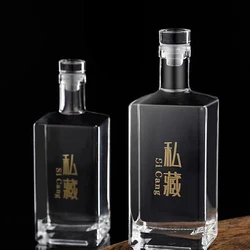 100/200/500ML square shaped whiskey decanter for Liquor Scotch Bourbon 100% Lead Free Whiskey Glassware