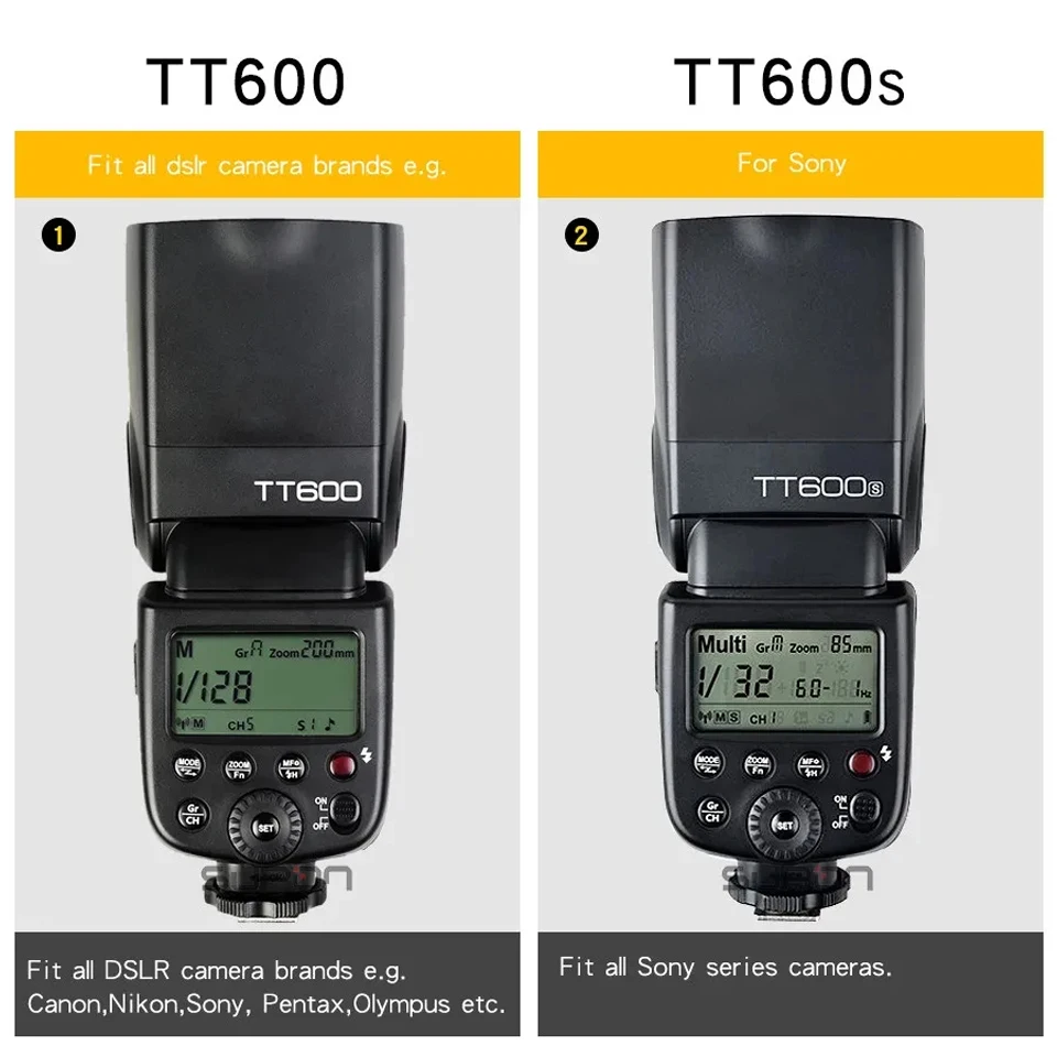 고독스 TT600 TT600S GN60 5600K 0.1-2.6초 재활용 시간 온카메라 플래시 조명 소니 니콘 캐논 호환